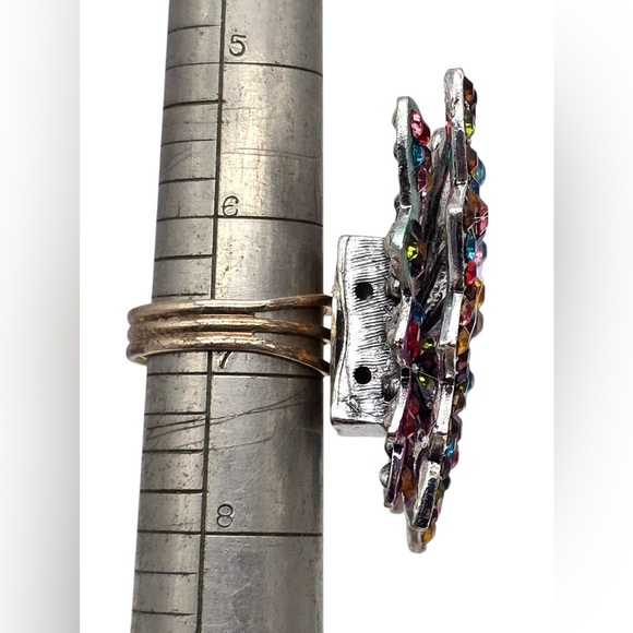 Colorful Rhinestone Butterfly Adjustable Ring - Picture 2 of 5